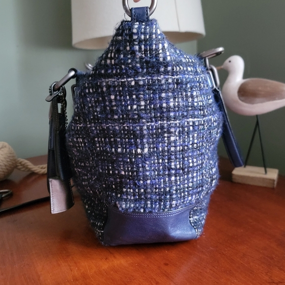 Coach Chelsea Blue Bouclé Satchel W/ Blue Leather #17813 - Picture 5 of 16